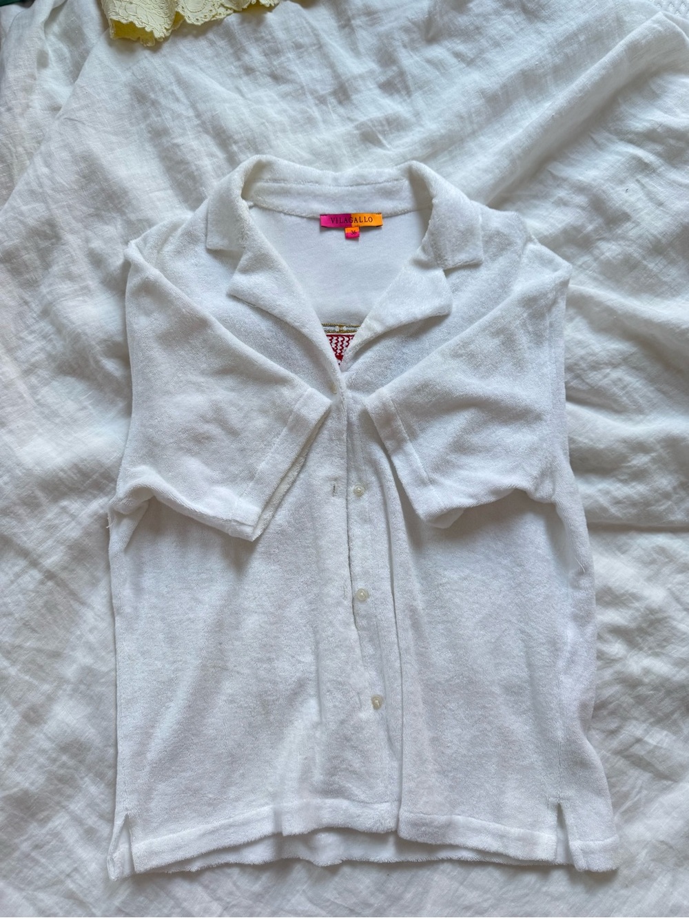 Embroidered Terrycloth button down